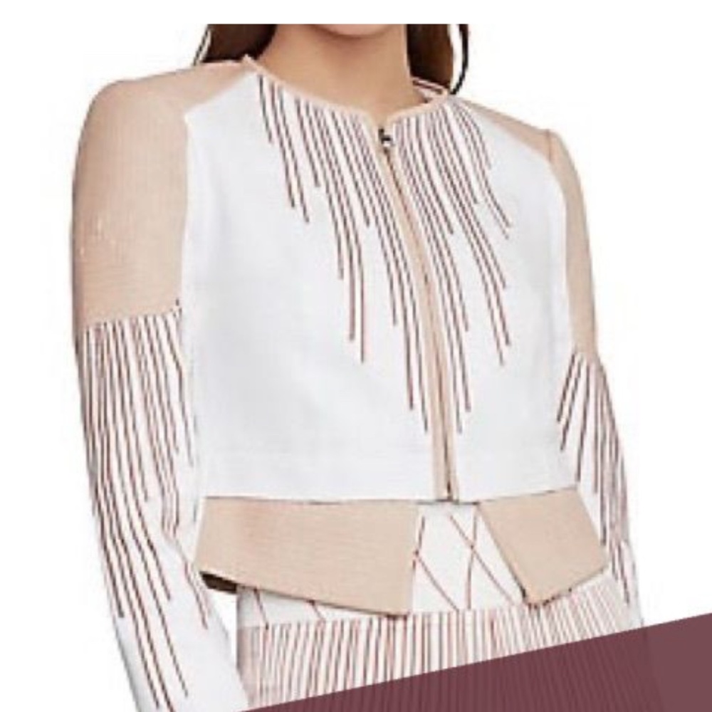 NEW! BCBGMAXAZRIA CROPPED SUNBURST AZERIS FAN JACKET SIZE XS